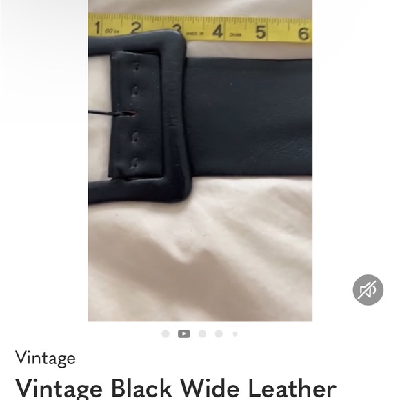 Vintage Black Wide Leather Waist Belt with Square Buckle | Size S